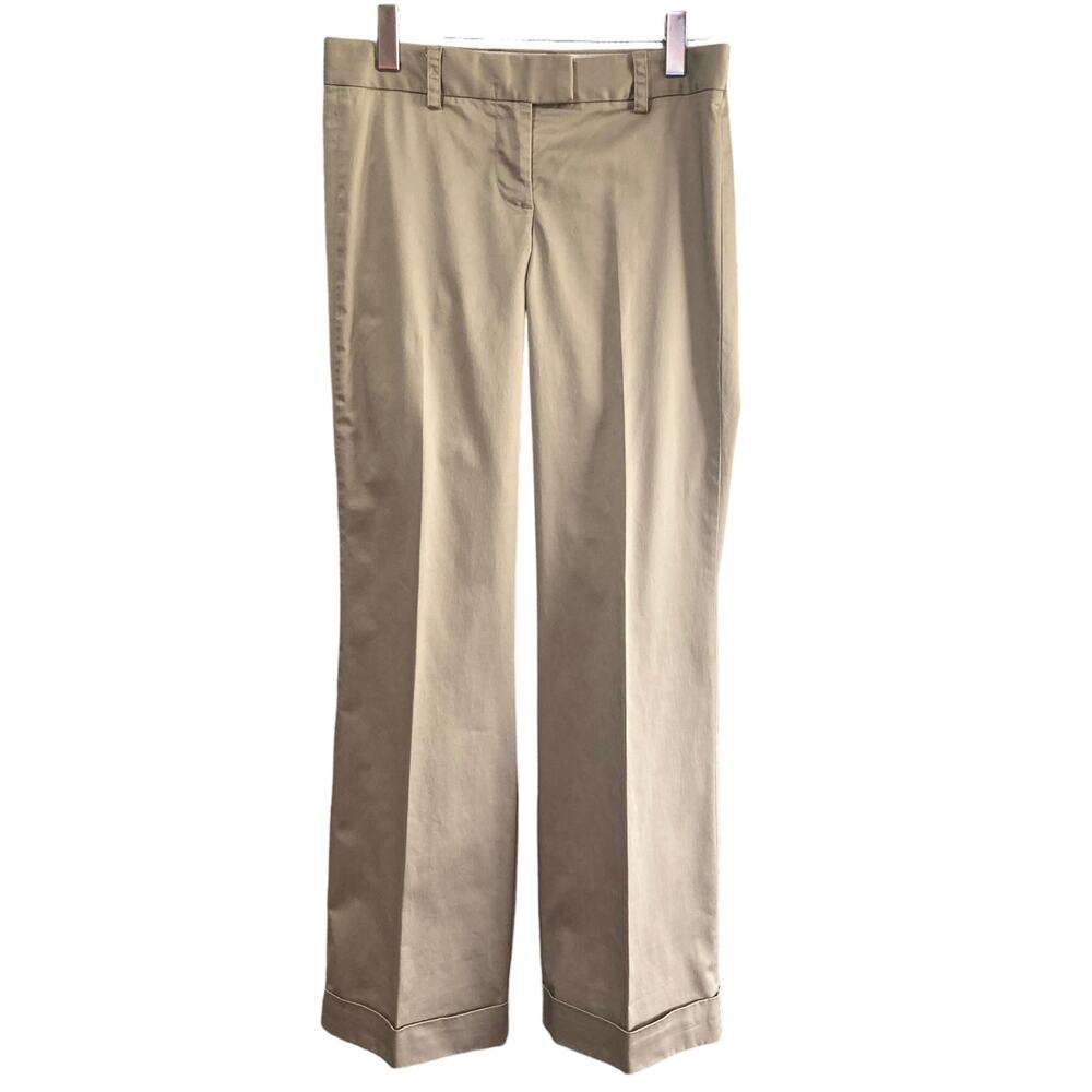 J. Crew Stretch City Fit Khaki Wide Leg Cuffed Pants Sz 4 Career Wear Office